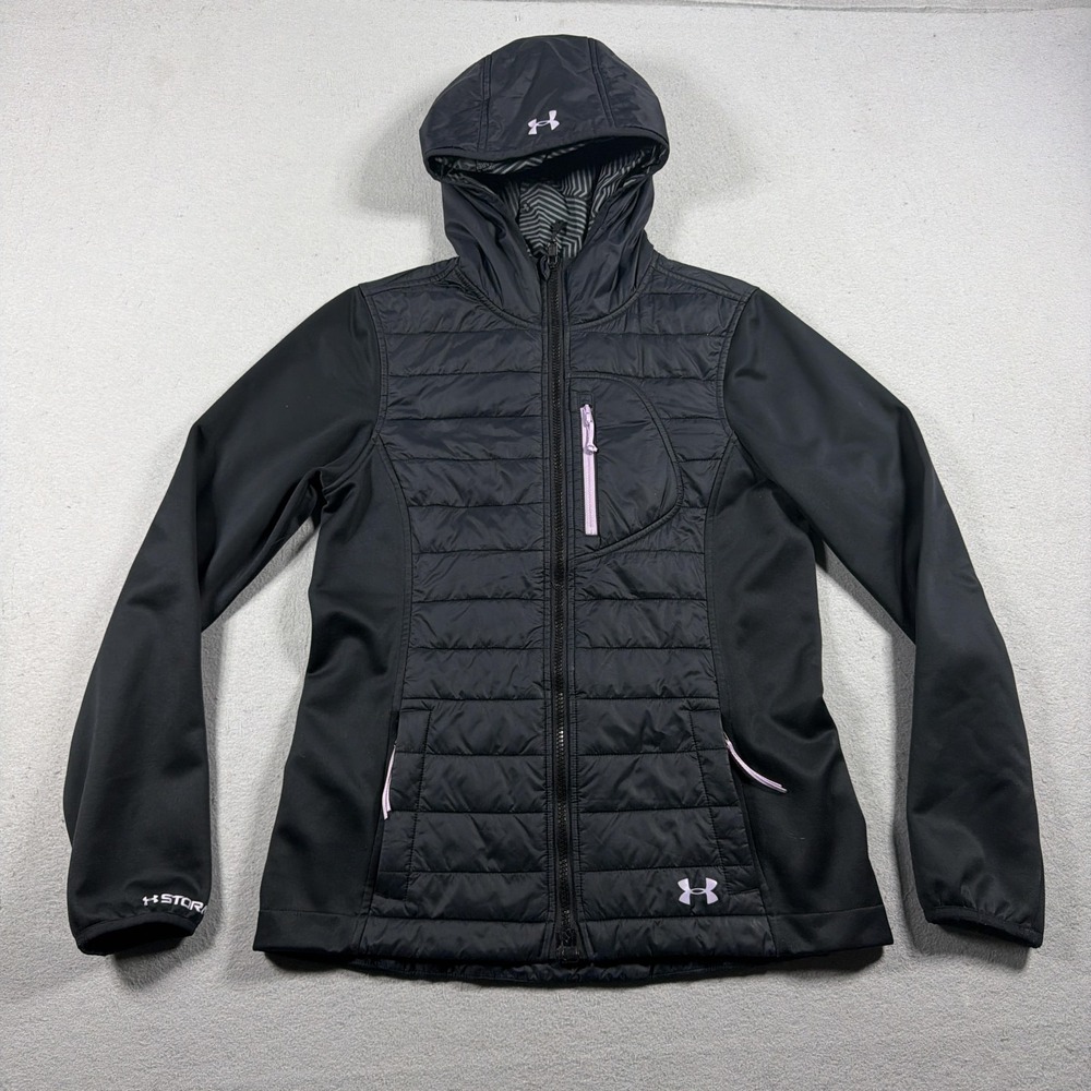 Under Armour ColdGear Infrared Jacket Women XS Black Hooded Full Zip Softshell